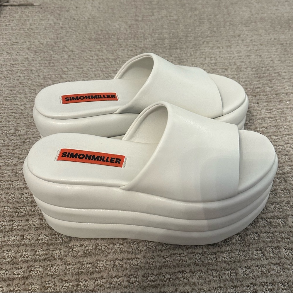 Simon Miller White Puffed Blackout Platform Slide Sandals